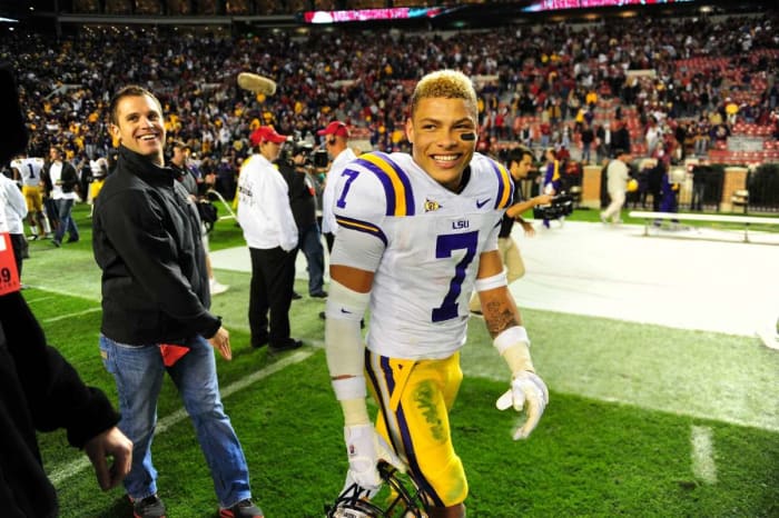 Tyrann Mathieu walks off the field after a game during his time at LSU